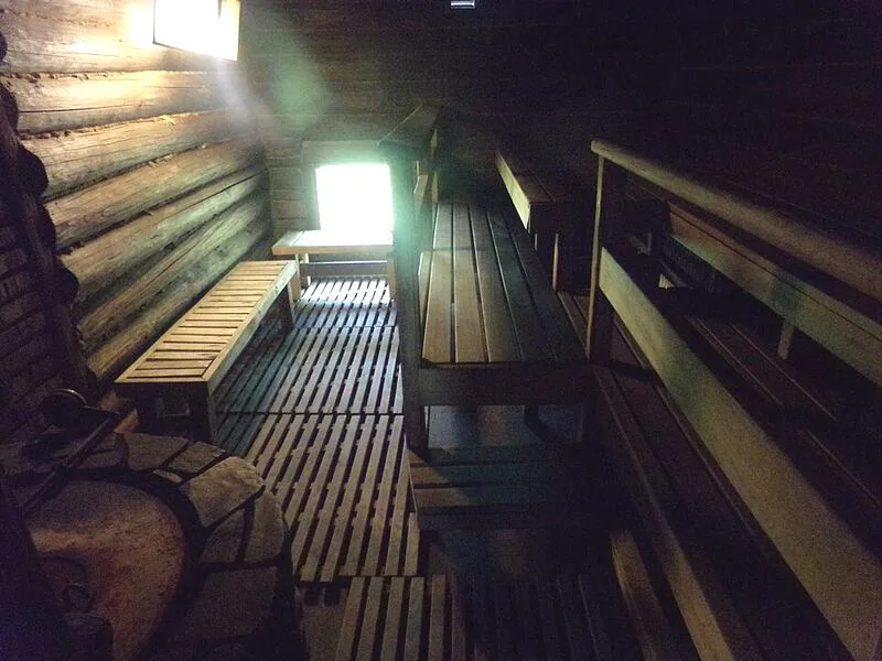 Sauna kayu area pemulihan Fortis Fit Jambi
